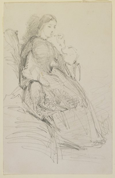 Sitzende Frau, rauchend, 1858-59 (Bleistift auf cremefarbenem Velinpapier) von James Abbott McNeill Whistler